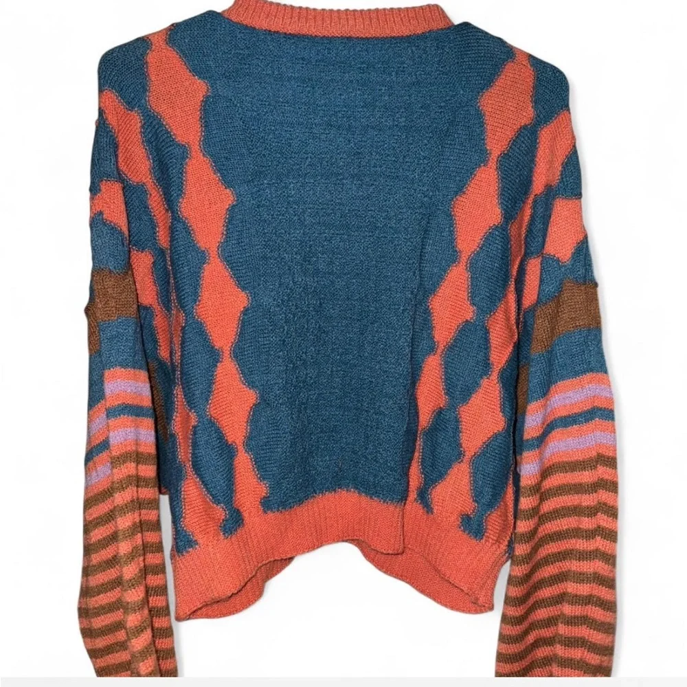 Cider Striped Knit Sweater in Blue and Orange - Picture 4 of 5
